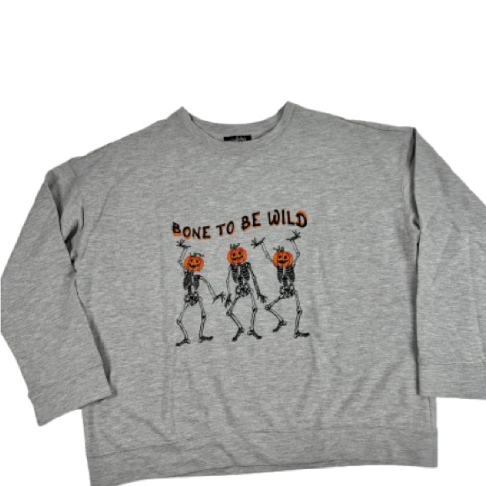 Gray Halloween Graphic Sweatshirt